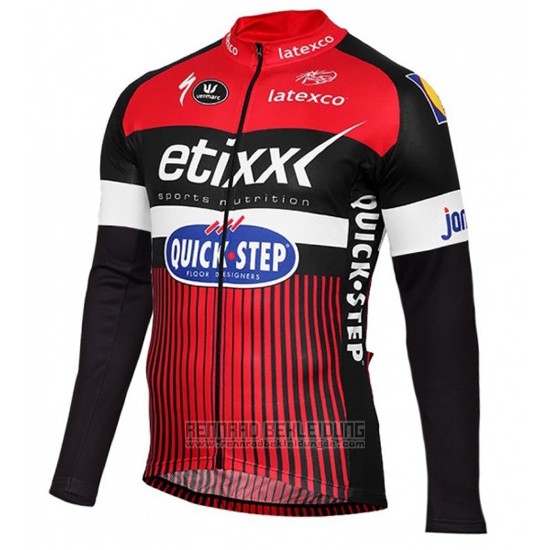 2016 Fahrradbekleidung Etixx Quick Step Rot und Shwarz Trikot Langarm und Tragerhose - zum Schließen ins Bild klicken